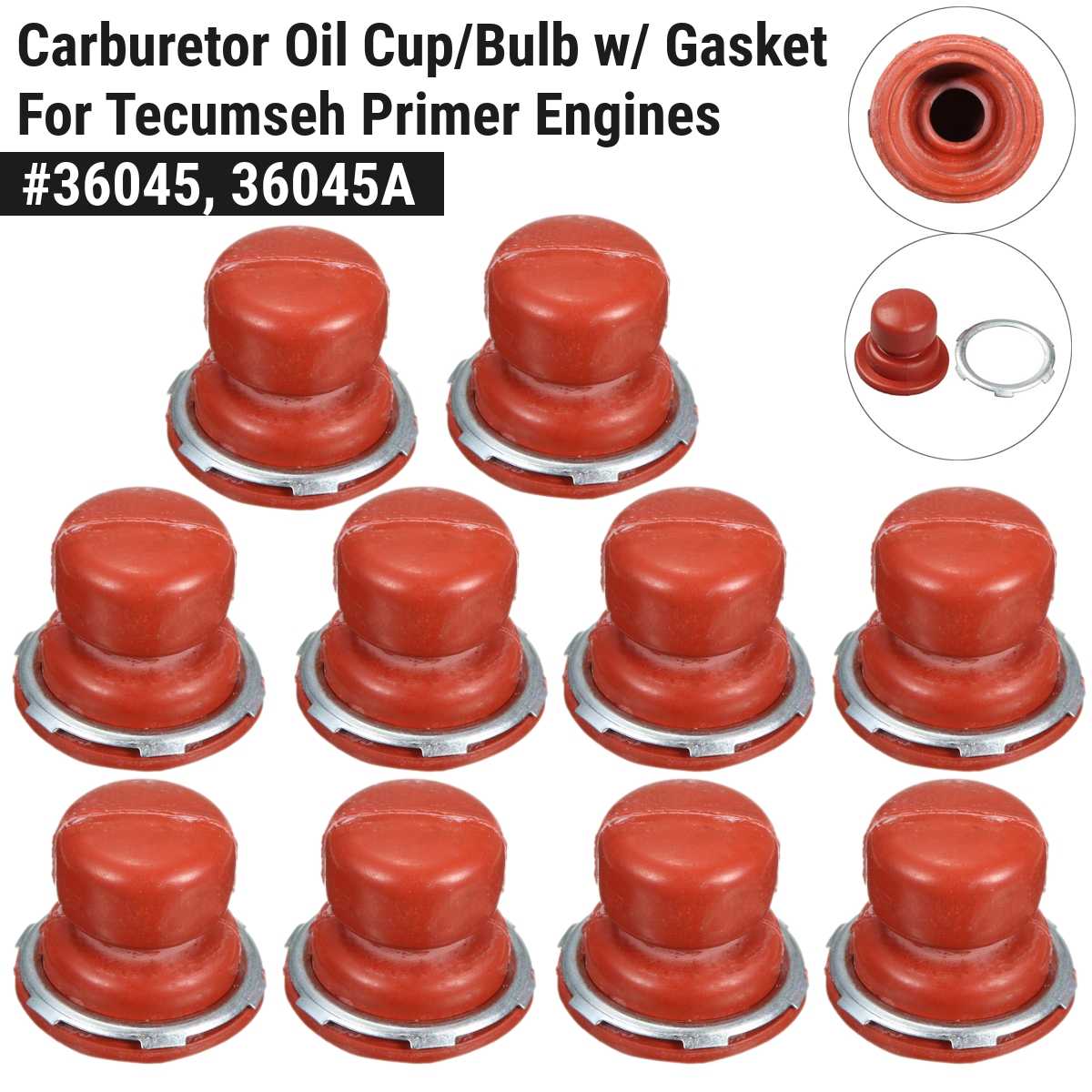 10Pcs Primer Bollen Rubber Rood Carburateur Olie Cup Lamp W/Pakking Voor Tecumseh Primer Motoren #36045 36045A
