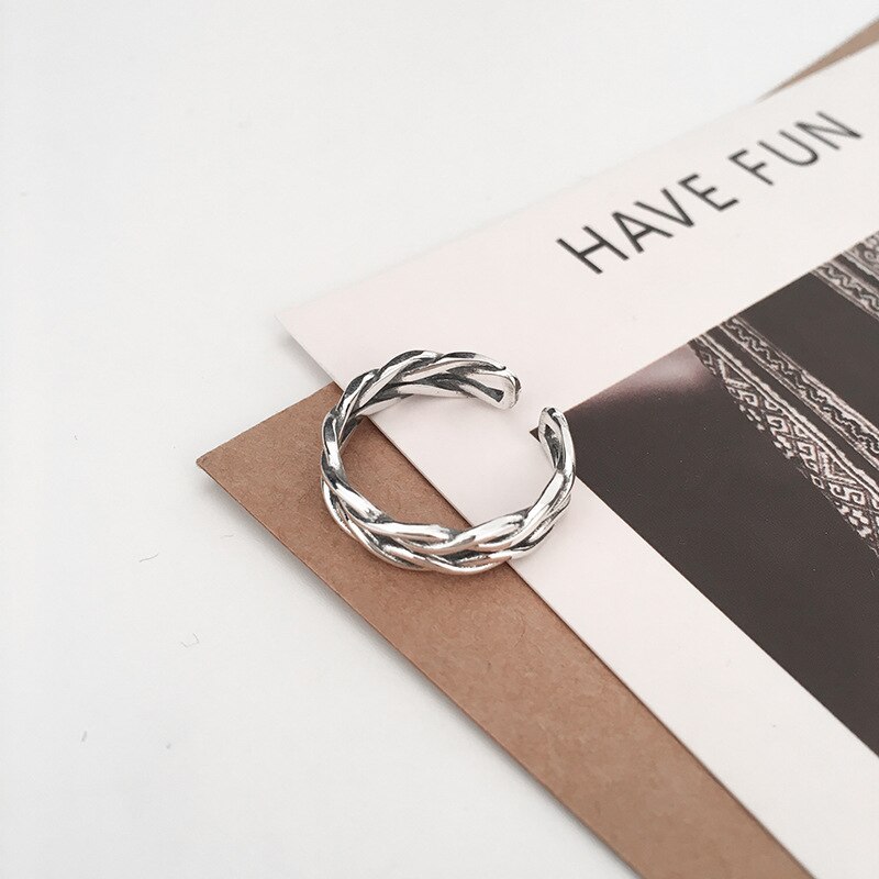 Real 925 Sterling Silver Braid Ring Vintage For Women Party Infinite Symbol Punk Fine Jewelry Minimalist