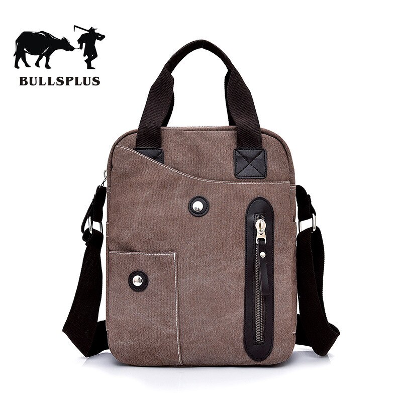 Koreaanse Versie Van De Mannen Mannen Mannen Schouder Schuine Handtas Tas Mode Toevallige Canvas Mannen tas Ipad Kleine Tas Tij: Coffee