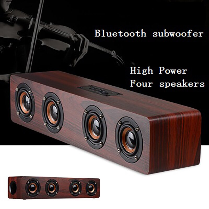 4 Speakers High Power Portable Bluetooth Speaker Wireless FM Radio Furniture Wooden Bluetooth Speaker Shock Sound Super Bass