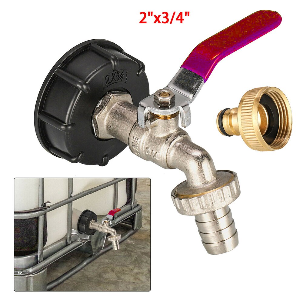 S60x6 Brass Outlet Tap Internal Thread Connection IBC Tank Tap Adapter Elements Replace IBC Drain Ball Valve For 1000 Liter