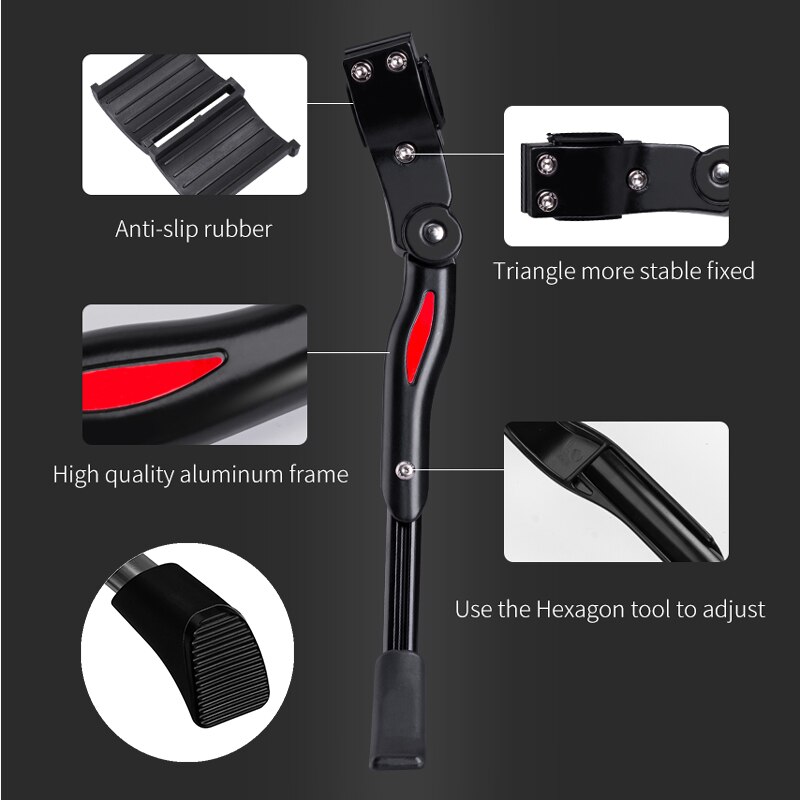 ROCKBROS vélo vélo béquille Support de stationnement vtt Support de vélo côté coup de pied réglable pied orthèse 24-29 ''accessoires de vélo