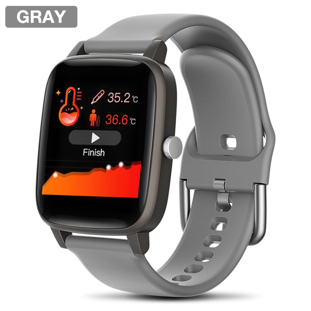T98 Smart Bracelet Fitness Tracker Smart Watch Heart Rate Body Temperature Monitor Step Calorie Counter IP67 Waterproof: Gray