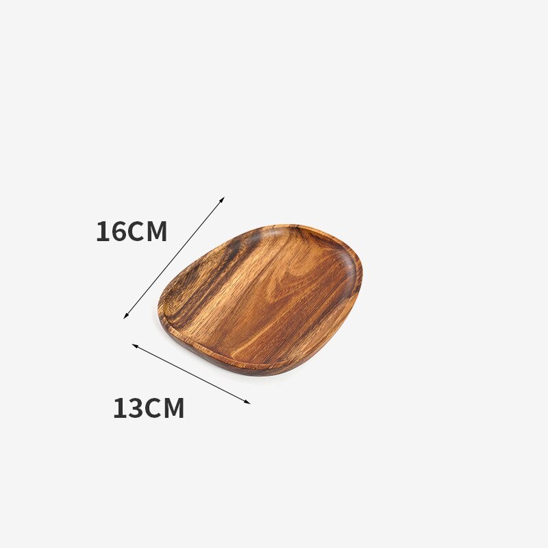 Japanese Natural Wood Plate Food Dessert Bread Serving Platter Fruit Breakfast Dishes Tray Sushi Salad Dinnerware Plate Stand: 16 X 13 CM