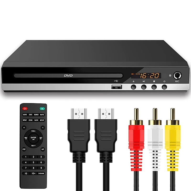 Full Hd Dvd Speler + Afstandsbediening 1080P High Definition Cd/Evd/Vcd Speler Met Av Hdmi Output Microfoon Usb Voor Home Tv Ktv: Roze