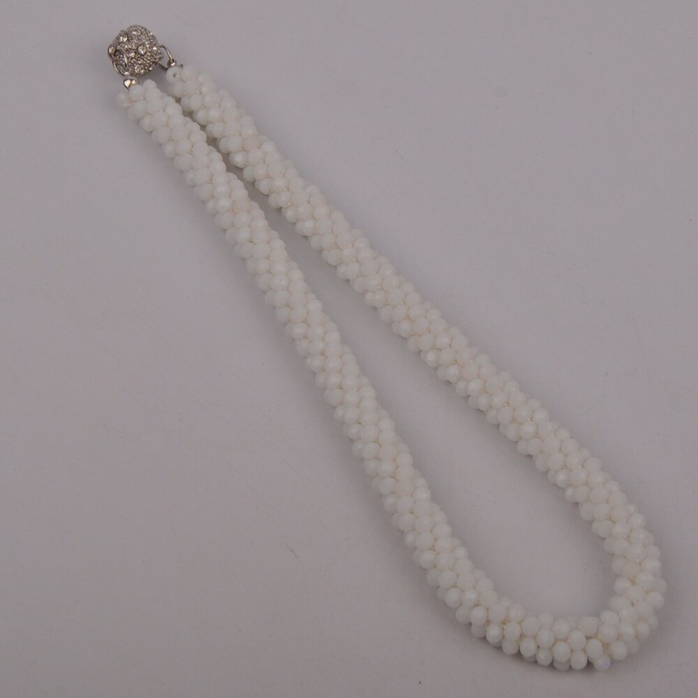 Colorful Crystal Beaded African Necklace European and American Necklace Costume Necklace Set: White