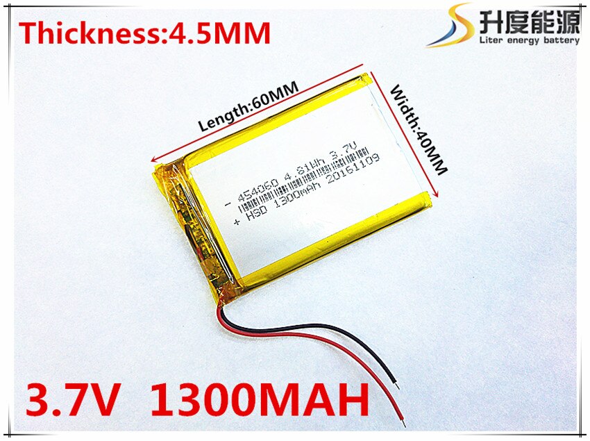Pilas recargables de polímero de litio li-po li-ion de 3,7 V 1300mAh 454060 para Mp3 MP4 MP5 GPS PSP bluetooth móvil