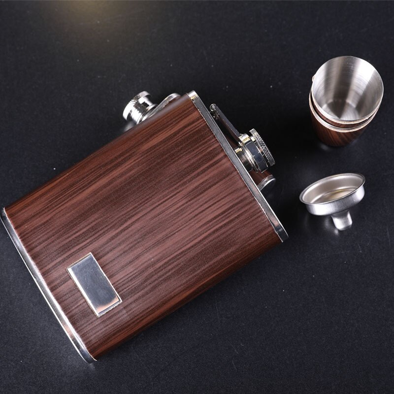 9 oz Wooden Hip Flask Set Whiskey Wine Stainless Steel Alcohol Flagon Bottle Travel Drinkware For