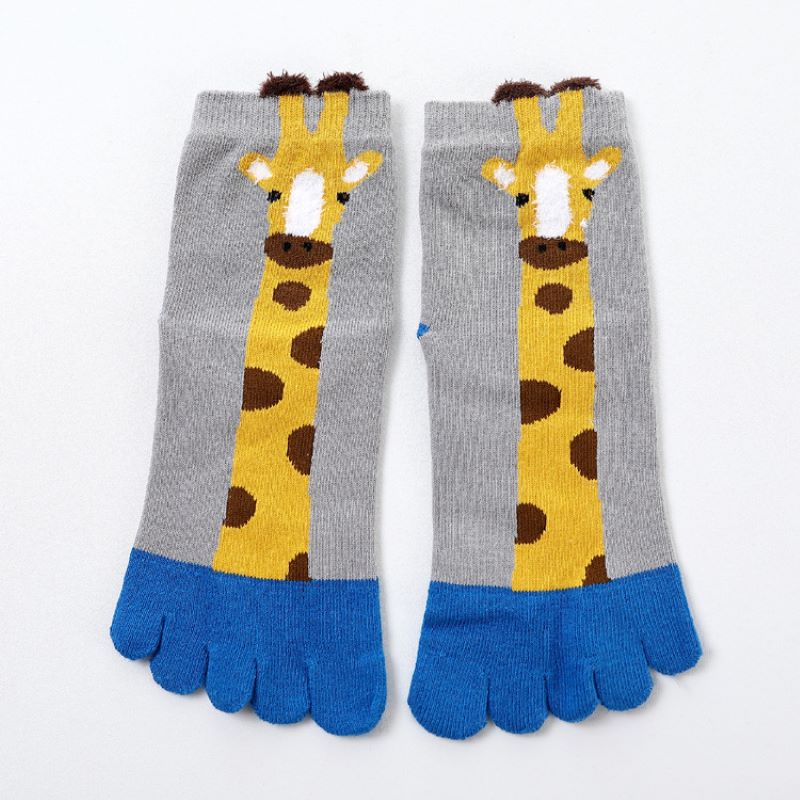 Children Kids Girls Toe Socks Cute Cartoon Cotton Baby Girl Socks Boy Toddler Spring Five Finger Socks 3-10Y: gray / M(7-10T)