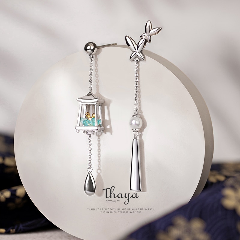 Thaya-pendientes de plata con borlas para mujer, aretes de Linterna Verde, exquisitos pendientes colgantes para mujer, joyería de buenos de lujo