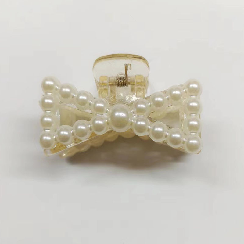 Pearls Beads Hairpin for Women Small Size Hair Claw Barrettes Headwear Horsetail Crab Hair Clip Hair Accessories: SKY BLUE