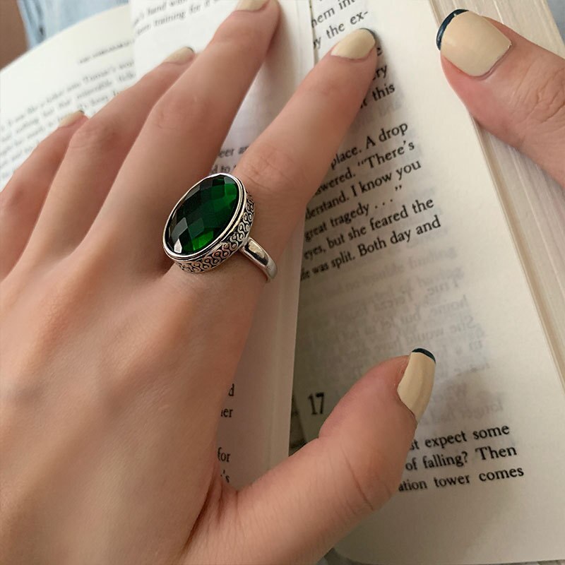 FOXANRY 925 braccialetti con timbro per donna Trendy elegante affascinante Vintage catena unica zircone verde gioielli per feste di compleanno