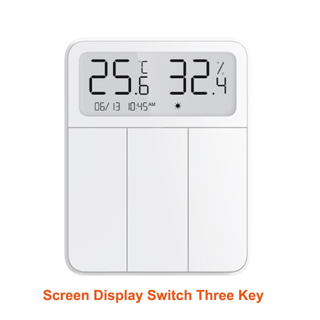 Xiaomi Mijia Multifunction Switch Temperature Humidity Single Control Three Open Electric Lamp LCD Switch Bluetooth version: Triple bond