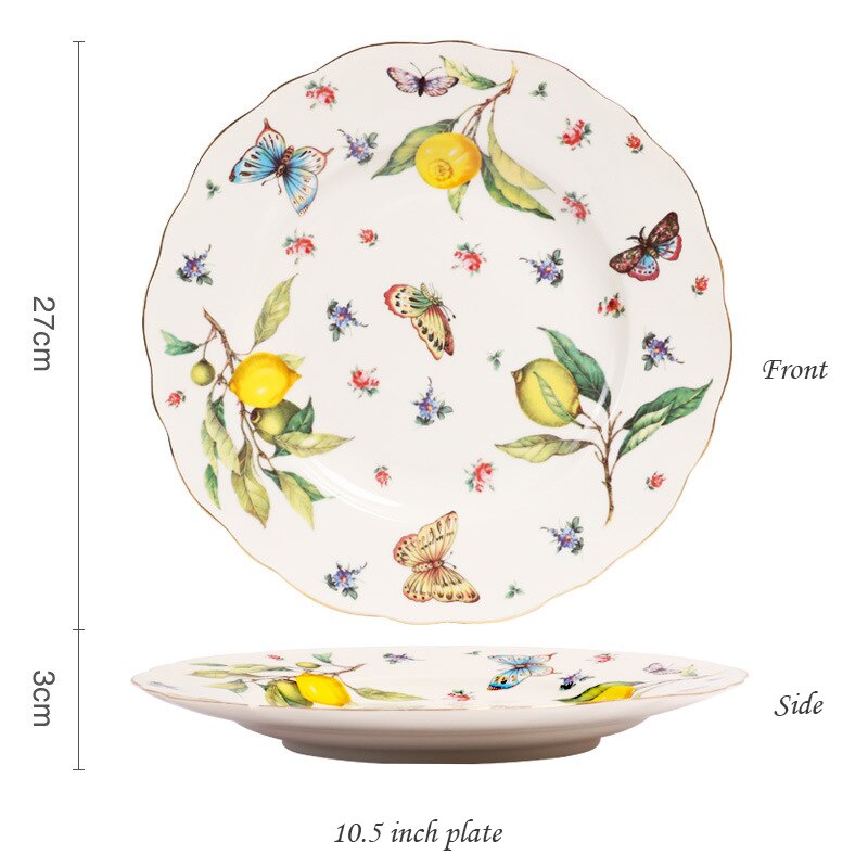 European Vintage Coffee Cup Saucer Set Ceramic Phnom Penh Teacup Teapot Home Kitchen Supplies Party Tea Set Housewarming: Plate 10.5