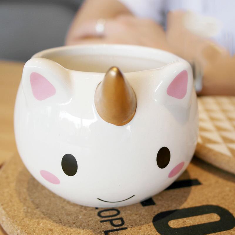 3d morsomme kaffekrus barn jente gutt søt kopp regnbuehalehåndtak 350ml tegneserie tasse licorne krus taza unicornio