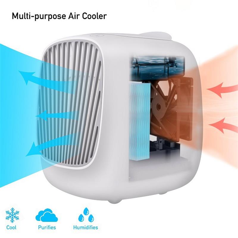 Bærbar mini usb luftkøler til kontor hjemme desktop lille køling klimaanlæg befugtning vand kølevifte