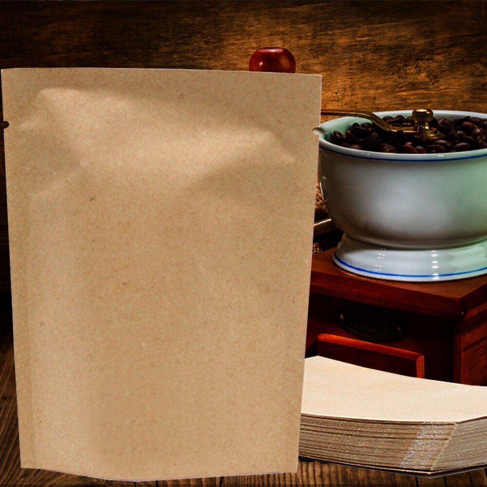 100 stk /200 stk kaffeposer varmeforsegling papir mylar pakkepose te kaffe kiks åben top kraftpapir aluminiumsfolie vandtæt pose