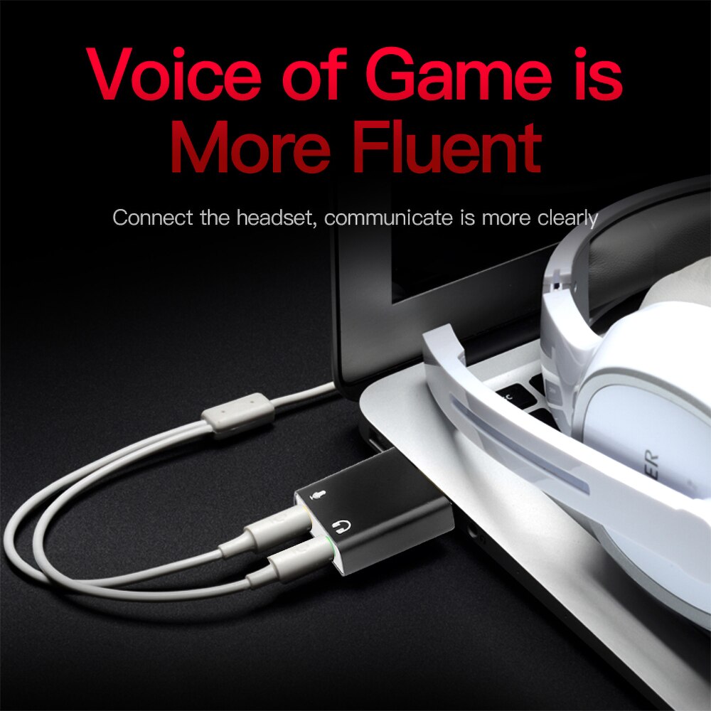 Kebidumei External USB Audio Sound Card USB Audio Interface headphone Adapter for Mic Speaker Laptop Earphones