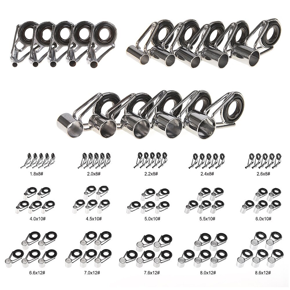 75 stk 15 størrelser teleskopisk fiskestang guide tip reparationssæt stang diy øje ringe fiskestang guide fiskegrej