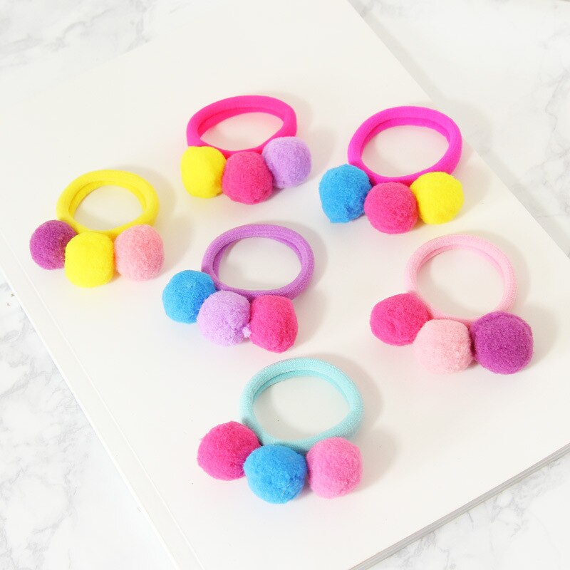 5 teile/los freundlicher Haar Zubehör Baby freundlicher Haar Ring Haar Seile Nette Pompon Elastische Haar Band Mädchen SchöNe Ball Gummi Band