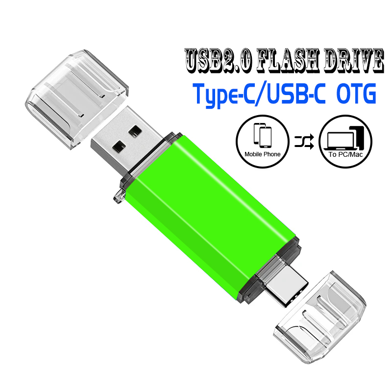 Multifunktionales otg 2 in 1 typ-c usb-Stock 128gb cle usb-Stock 8/16/32/64 gb usb-Stock für telefon: Grün / 64 gb