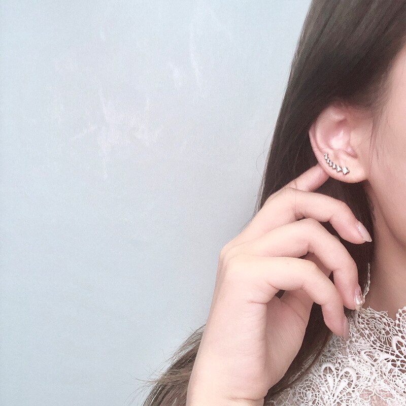 Ear Bone Clip Exquisite Copper Inlaid Shiny Earrings Flashing Diamond Earrings Simple and for Women