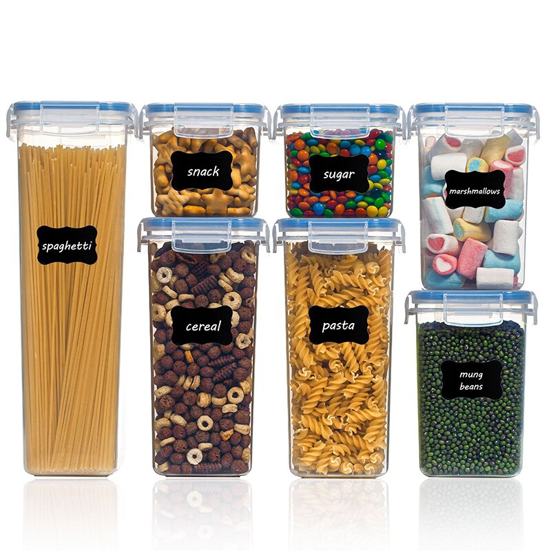Kitchen Storage Food Storage Containers Jars for Bulk Cereals Plastic Transparent Sealed Cans for Flour Sugar Oatmeal Spices