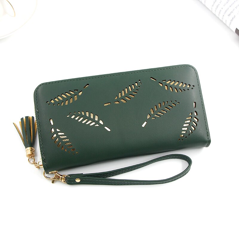 Vrouwen lange clutch portemonnee grote capaciteit portemonnees dames portemonnee dames portemonnee telefoonvak kaarthouder: Groente