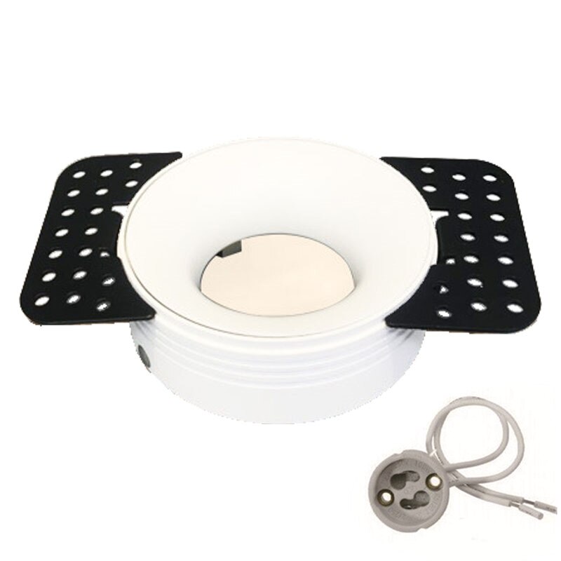 Round Recessed Ceiling Mount Downlight Frame Bracket LED MR16/GU10 Lamp Socket Holder Base Rimless Spot Lighting Fitting Fixture: White / GU10