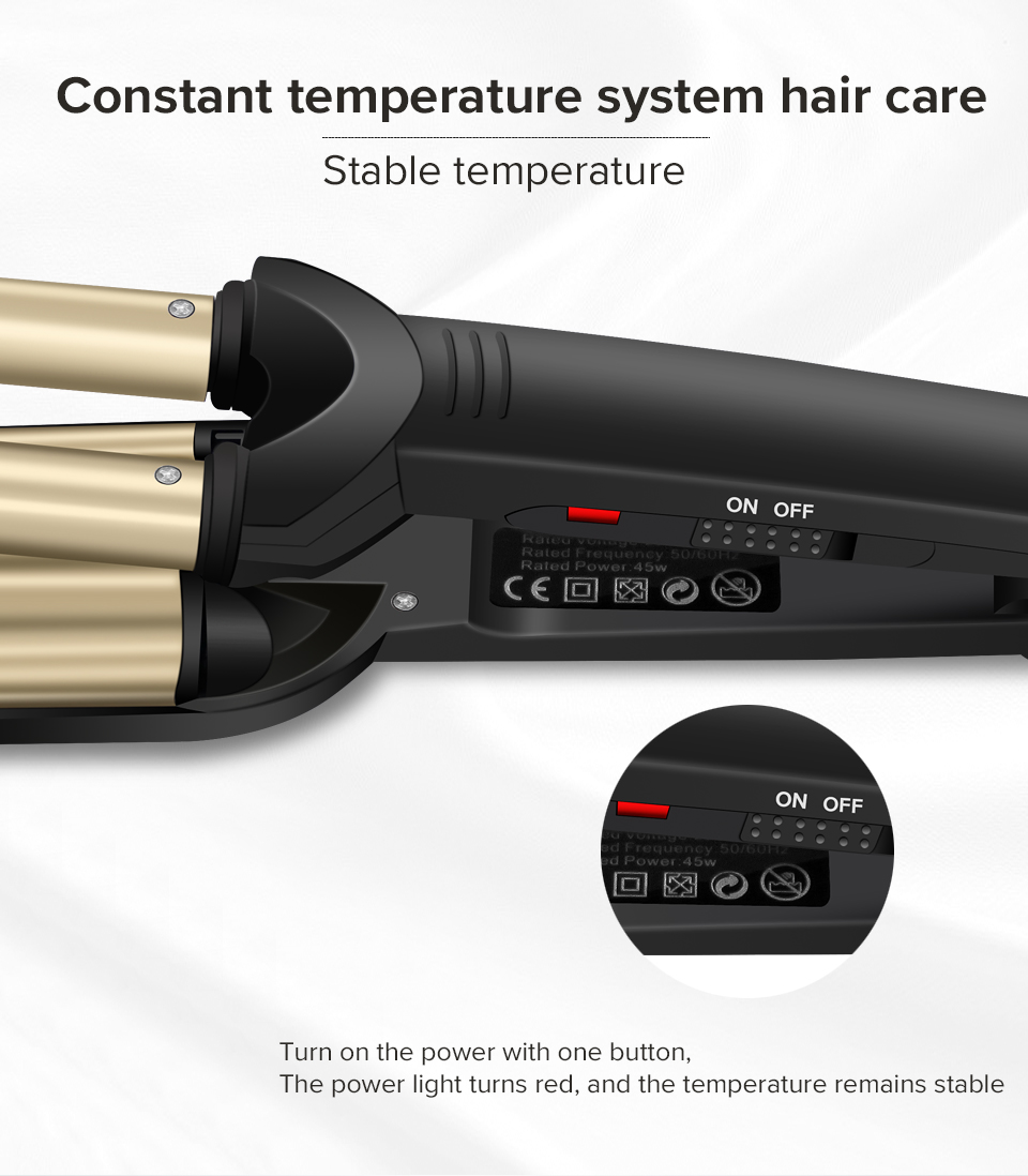 Hårstyler hair waver stylingværktøjer hårkrøller elektriske krøllehårværktøjer krøllejern keramisk tredobbelt tønde