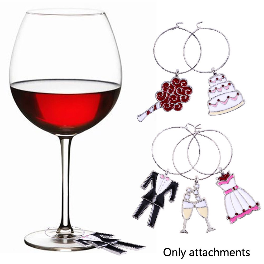 5 stk bægerringe glas charms nøglering vedhæng tuscher wire hoop drikke gør-det-selv bryllup indretning forlovelsesvin yndig