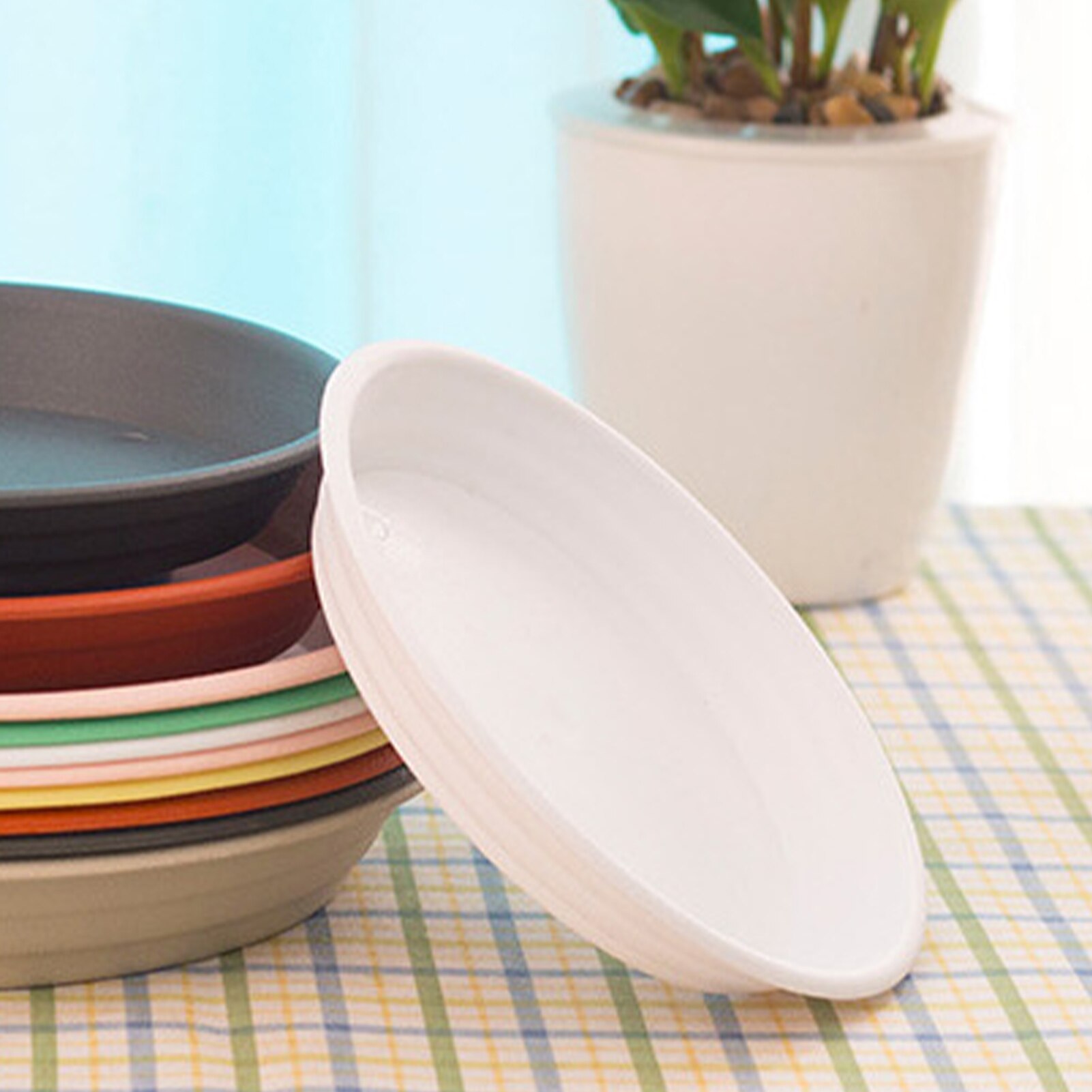 3pcs Reusable Flower Pot Waterproof Succulent Drip Tray PP Balcony Smooth Plant Saucer Round Container Indoor Outdoor Easy Clean