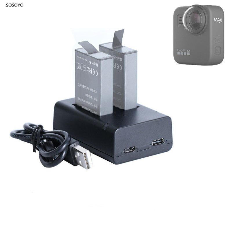 Voor Gopro Max Snel Opladen Usb Batterij Dual Charger Houder Voor Gopro Max Actie Camera Accessoires