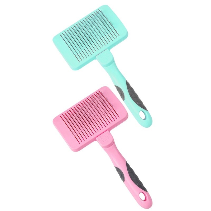 Peine para perros con alambre de acero de autolimpieza para mascotas peine para quitar el pelo suelto 1