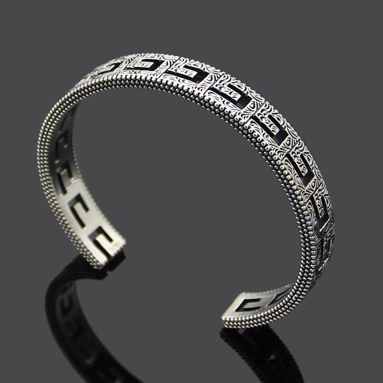 Titanium steel jewelry hollow G letter pattern open Bracelet lovers square G-shaped Arabic engraved pattern Bracelet