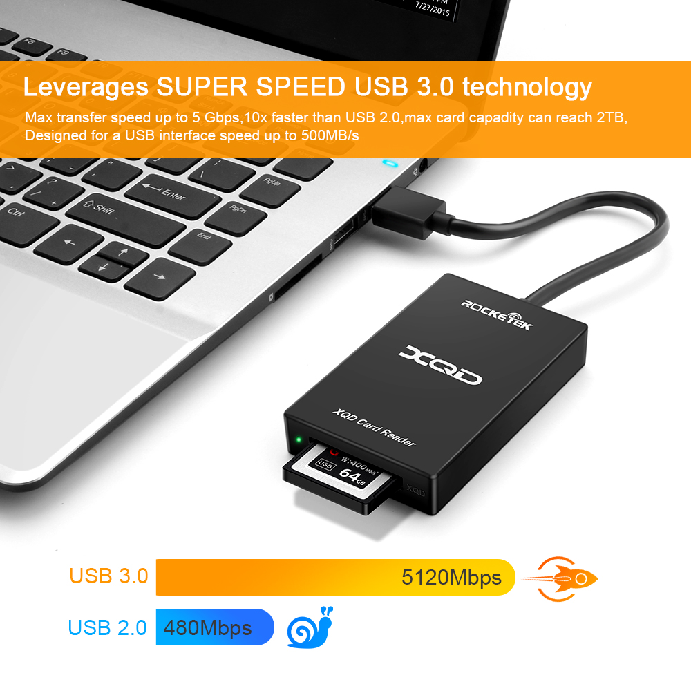 Usb 3.0/2.0 usb xqd hukommelseskortlæser højhastigheds dataoverførsel læsning til sony xqd m/g series til windows/mac os pc computer