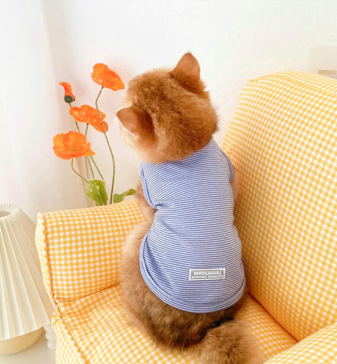 Summer Pet Clothes Cherry Print Cat Clothes for Small Cats Dogs Costume Cherry Print Cat Shirt