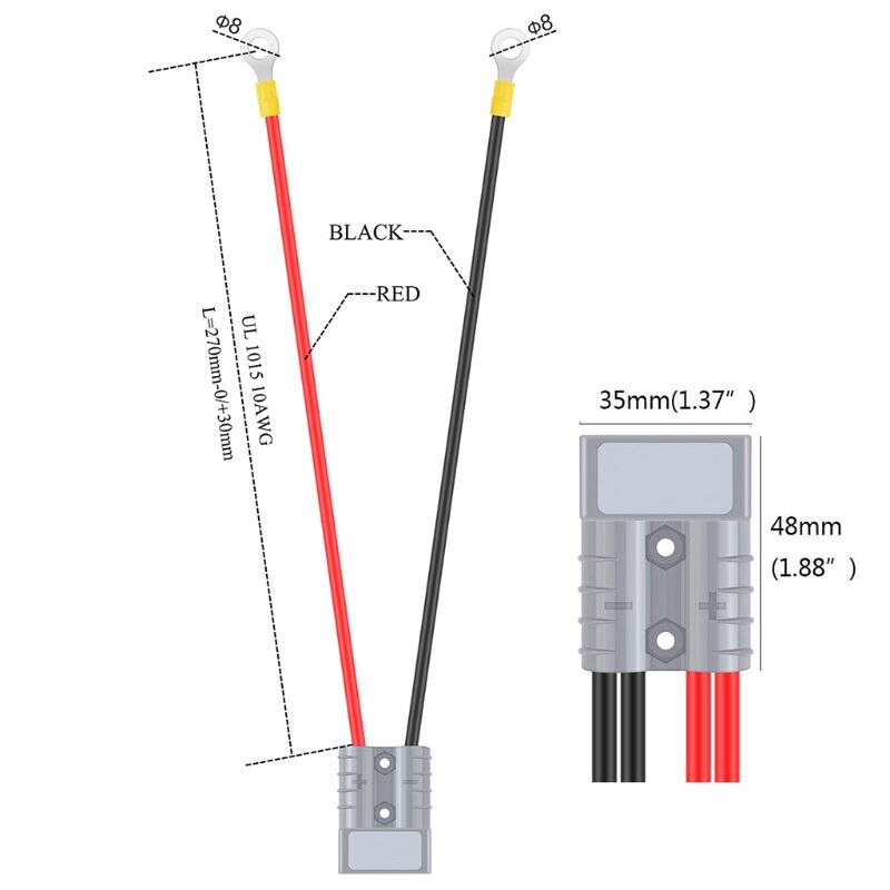 Electric Forklift Charger Charging Plug Line with O Ring Connector 50A 10AWG