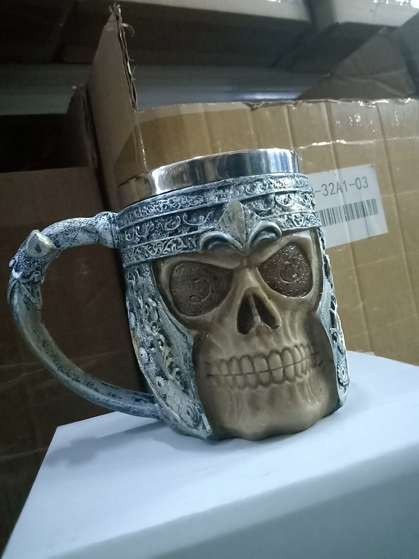 450ml 3D Skull Horn Knight Cool Stainless Steel Cup Coffee Cups and Mugs Coffee Mugs Halloween Bar Cup Drinking Tumbler: 1