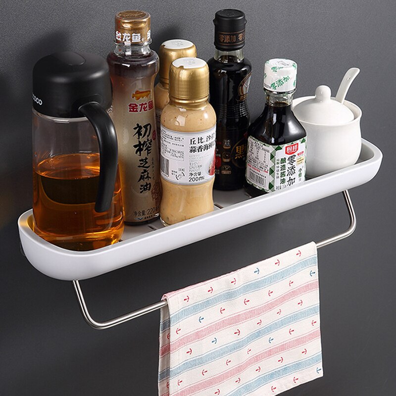 Badkamerplank, douchewand, shampoorek, keukenorganizer, opbergdoos met handdoekhouder, geen boren nodig, badkameraccessoireset