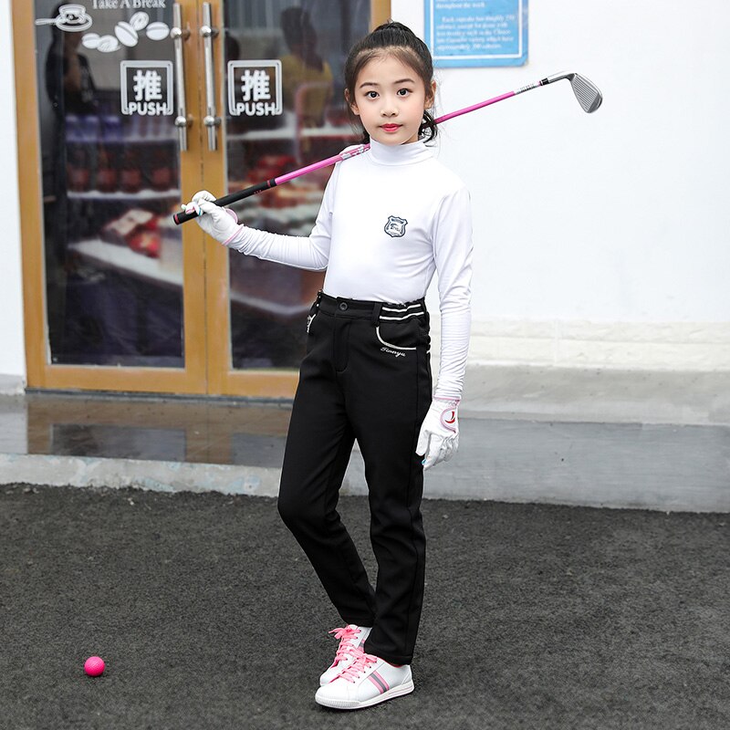 TTYGJ-ropa de Golf para niños, pantalones largos de otoño e invierno para niñas, pantalones deportivos informales cálidos de terciopelo para niños de mediana edad y mayores