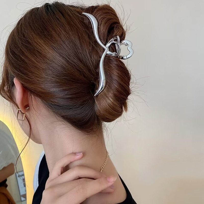 Pinzas para el pelo con lazo geométrico para mujer, horquillas de Metal grandes, pasadores, accesorios para el cabello, Vintage Simple, ,