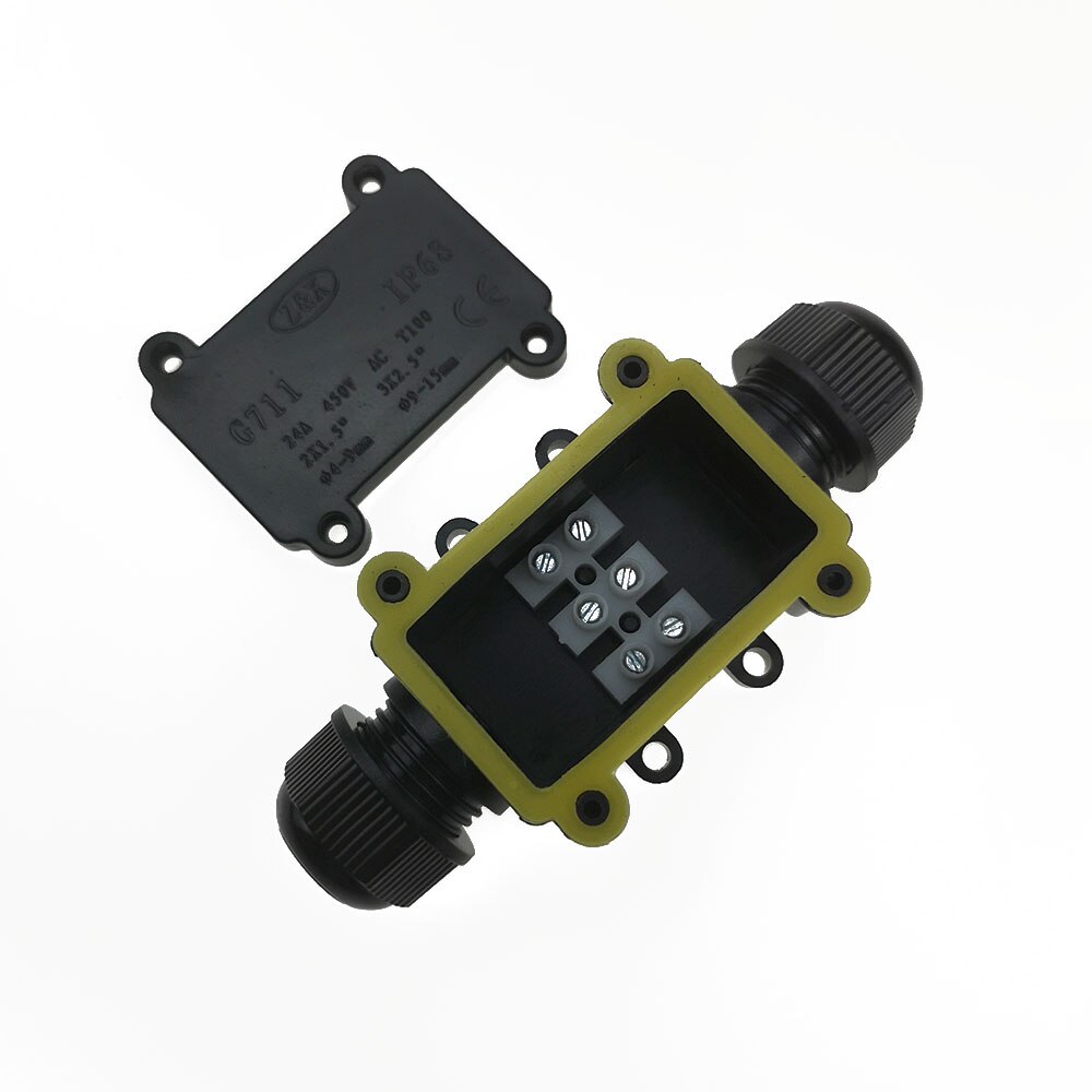 IP68 2-way Waterproof Junction Box Plastic Outdoor Cable Waterproof Junction Box G711 Electrical Junction Box Black/White