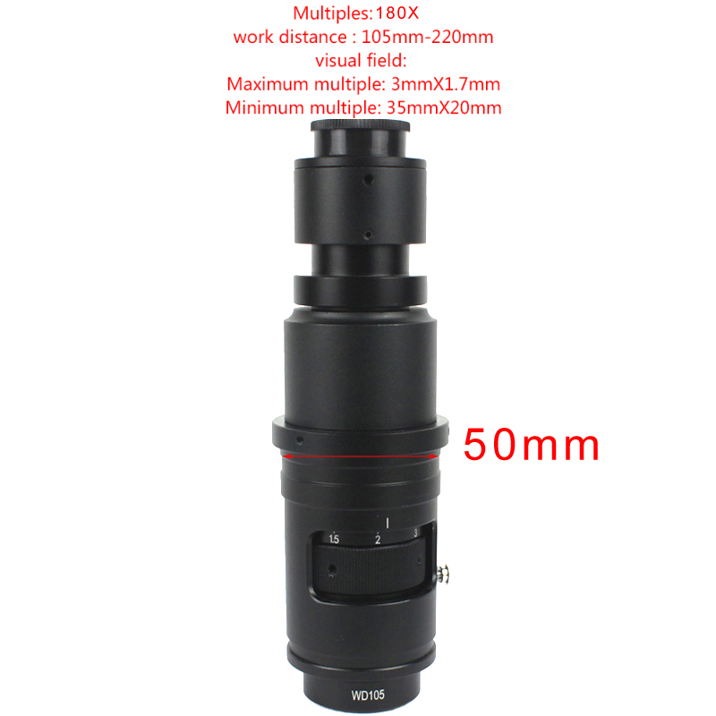 Adjustable Magnification 100X 130X 180X 200X 300X 360X 500X Zoom C Mount Lens For HDMI VGA USB Industry Video Microscope Camera