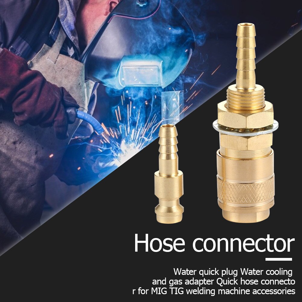 Brass 6mm Water Cooled Gas Adapter M6 Welding Torch Quick Hose Connector Fittings for MIG TIG Welding Torch Plug