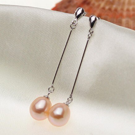 Zhboruin Natuurlijke Parel Oorbellen Voor Vrouwen 925 Sterling Zilveren Sieraden Water Parel Huwelijkscadeau: A Pink