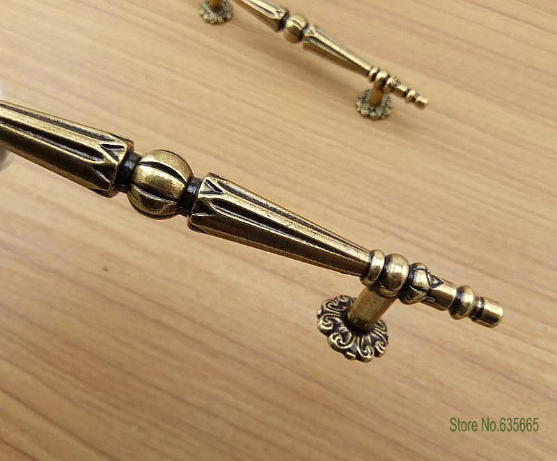 Tirador de herrajes para muebles clásicos de bronce antiguo, tiradores de puertas de madera para cajones, armarios de cocina