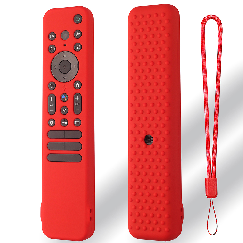 Siliconen Afstandsbediening Voor Sony RMF-TX810U Tx811u Tx910u 2023 Smart Tv Afstandsbediening Stofdichte Hoes Met Lanyard: RED