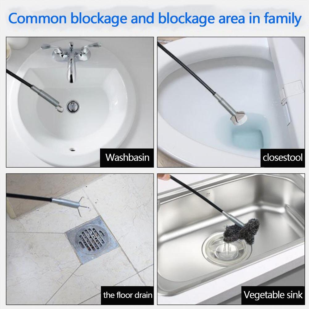 100cm Pipe Dredge Pipeline Cleaner Household Bathroom Kitchen Sink Bathtub Drainage Sewage Bendable Sewer Gripper Cleaning