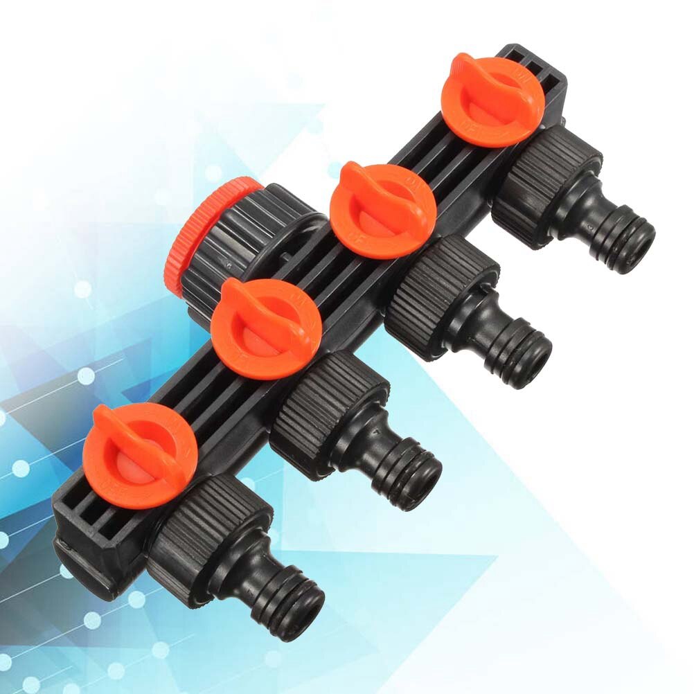 WINOMO Garden Hose Quick Connector 4 Outlets Plastic Water Pipes Connector for Garden (Black and Jacinth)